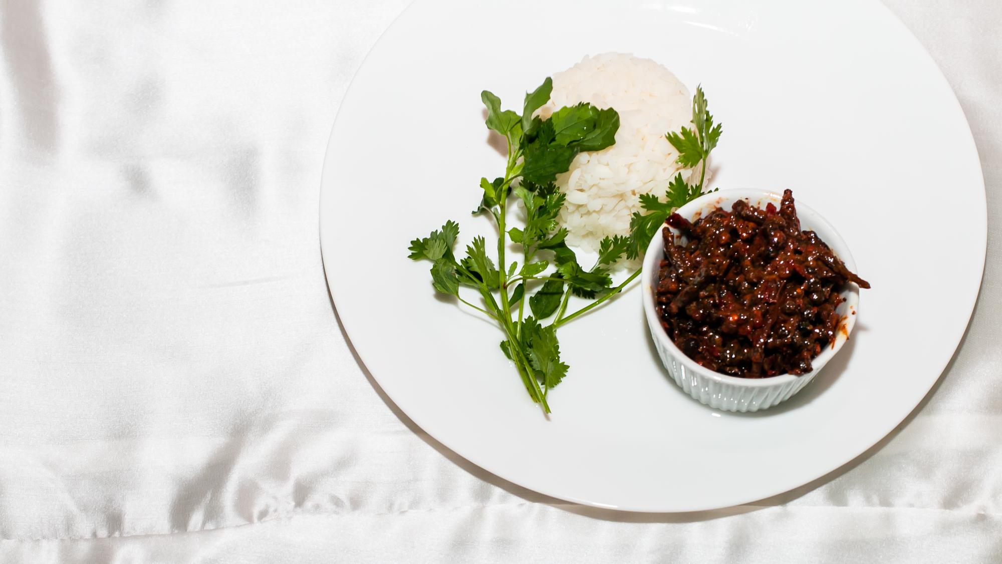 Close-up of plated seasonal tasting menu